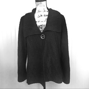 JM Collection Black Acrylic Knit 1 Button Cardigan